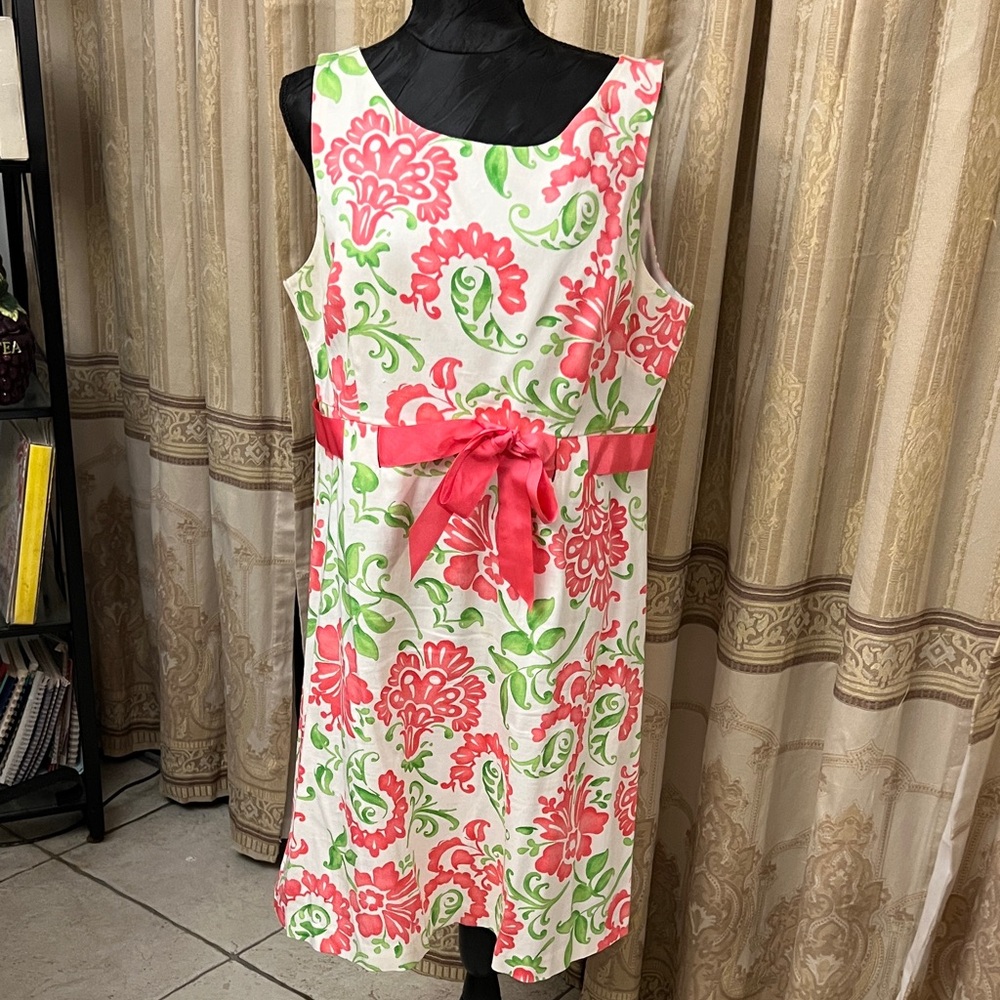 Floral Sleeveless Dress with Pink Accents